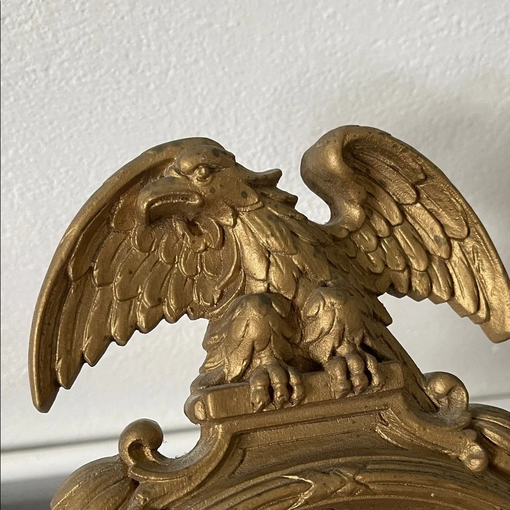 Vintage antique SYROCO gold American Eagle convex mirror.